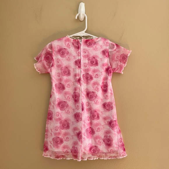 🌸EBITA: Girl size 3, pink rose pattern short sleeve dress, preowned. - Picture 12 of 13